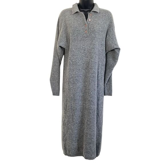 Pierre Cardin Vintage Heather Gray Angora Lambswool Sweater Midi Dress Sz S - Picture 10 of 10